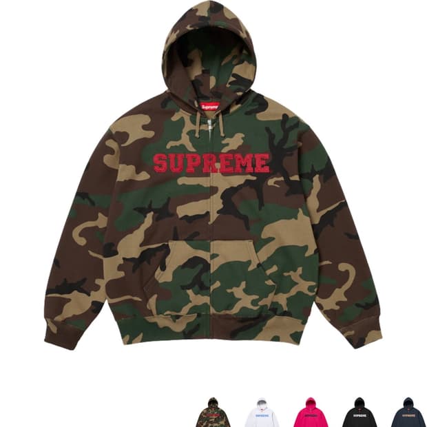 슈프림 컬리지에이트 아플리케 집업 후드 스웨트셔츠 우드랜드 카모 - 25