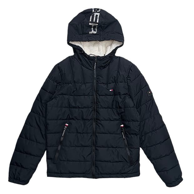 타미힐피거 셰르파 안감 후드 퀄팅 푸퍼 재킷 S