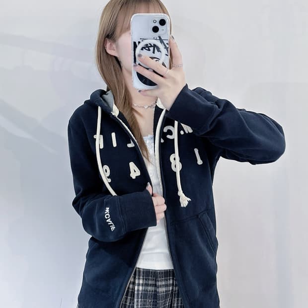 후아유 빅로고 블랙 후드집업