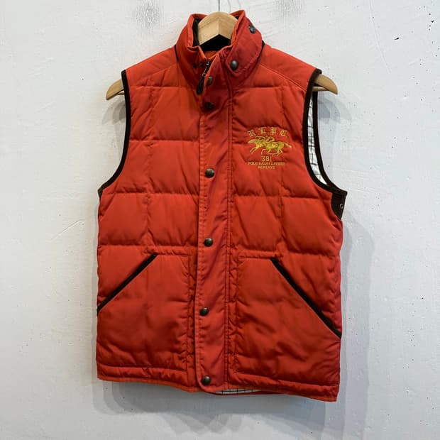폴로랄프로렌 스웨이드 트리밍 다운 패딩 조끼 베스트 M