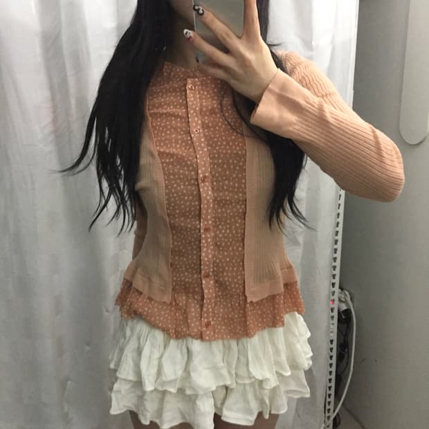 JPN Vintage 히메갸루 하구미 자몽 레이어드 블라우스