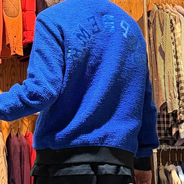 L SUPREME 슈프림 아치로고 헤어리 부클 블루 블루종