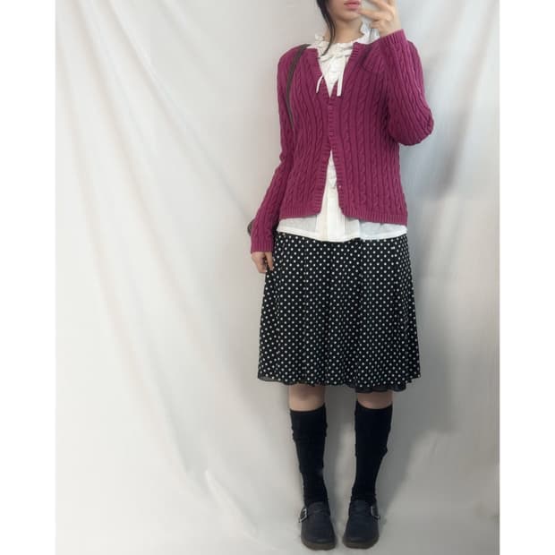 레이어드 도트 패턴 스커트