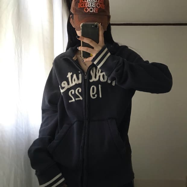 홀리스터 네이비 면집업