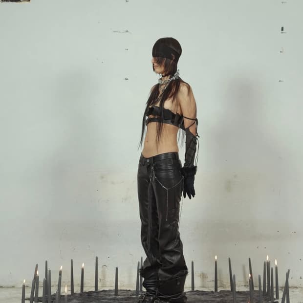 Aesynctx 레더 부츠컷 팬츠 