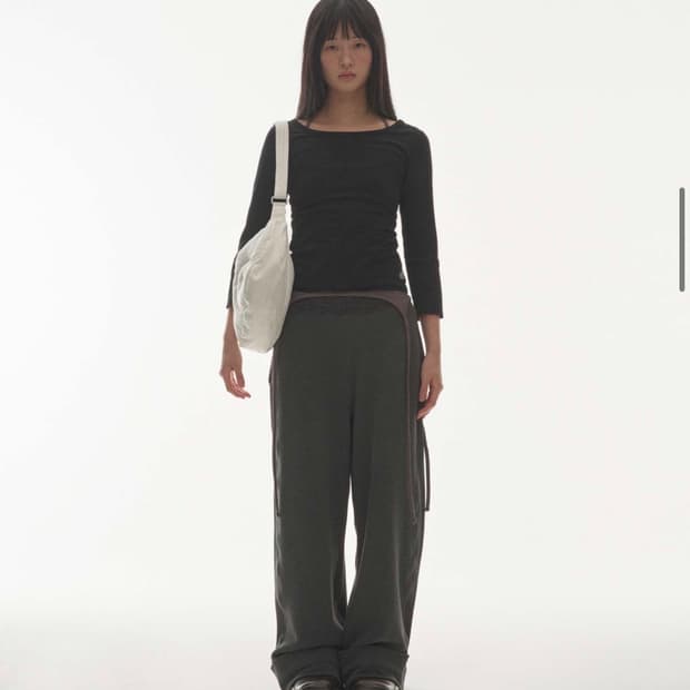 RIBBED BAND PANTS CHARCOAL 