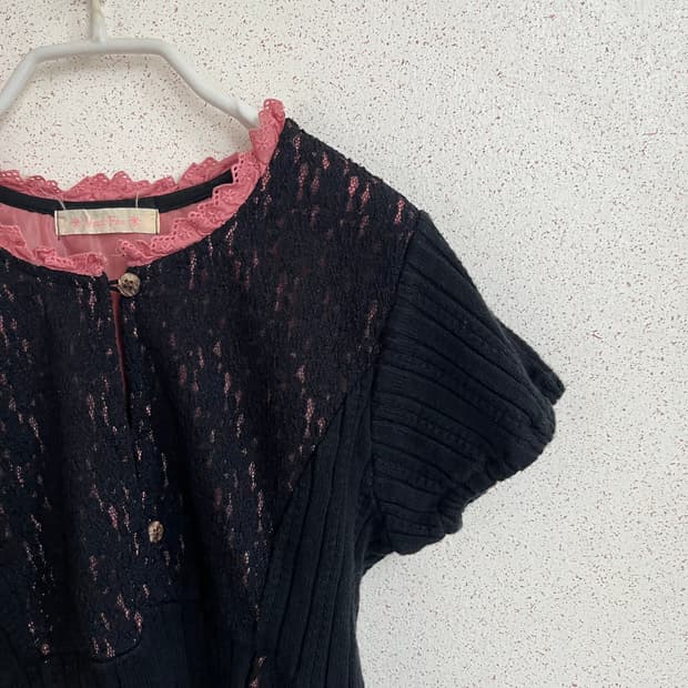 Jpn Vtg 니트 레이스 반팔 