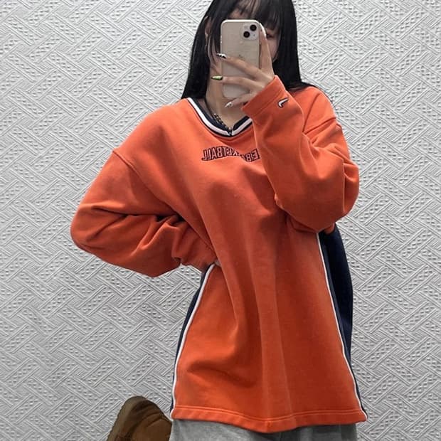 나이키 베스킷볼 레트로 90's 오렌지 맨투맨 XL C08720