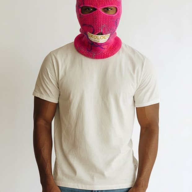 Skoloct  프린트 울 바라클라바 핑크