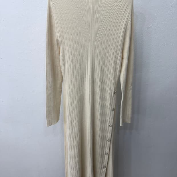 정품) 타임 한섬 20ss 아이보리 골지 니트 롱 원피스 90F
