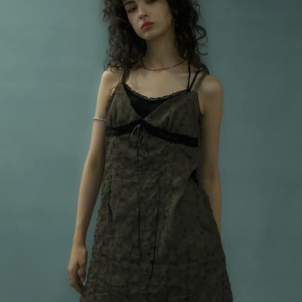 배드블루 머디 리본 드레스 브라운