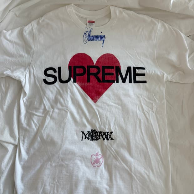 슈프림 어나운싱 티셔츠 화이트 L사이즈