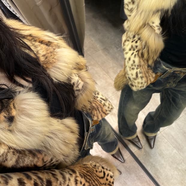 Pellessimo Paris 레오파드 래빗 & 폭스 퍼 리버시블 자켓