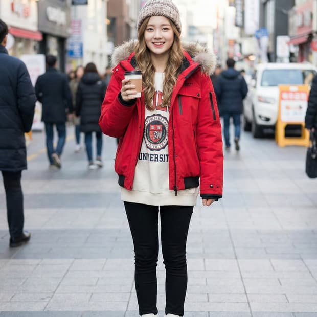 게스(GUESS) LA-CA 리얼 라쿤퍼 덕다운 점퍼