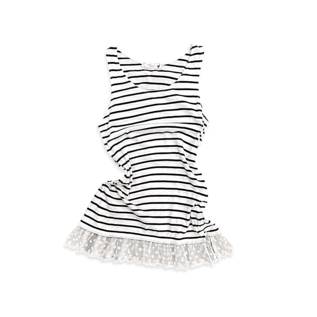 Hem Lace Stripe Sleeveless Top