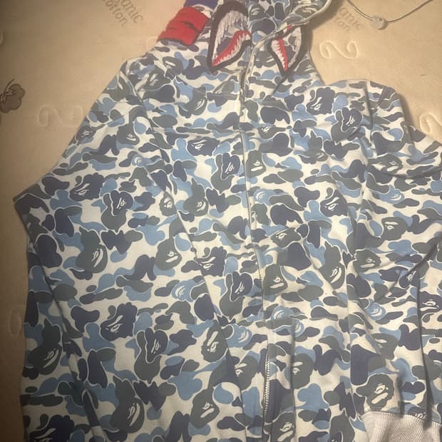 베이프 블루 카모 샤크 후드집업3XL