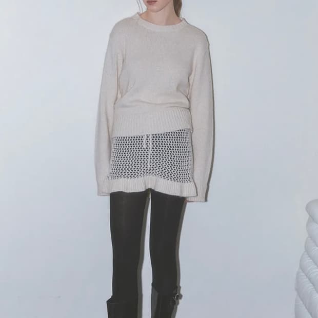 아워코모스 1320 netting skirt set up knit