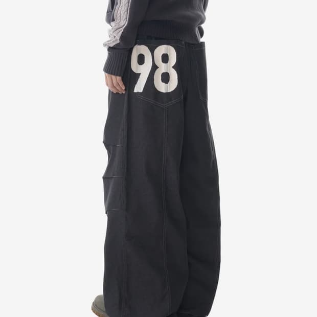 98 Printed Denim Pants 블랙 1
