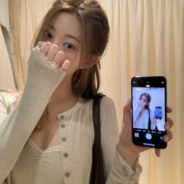 제니오 루나 레이스 슬리브리스 가디건세트