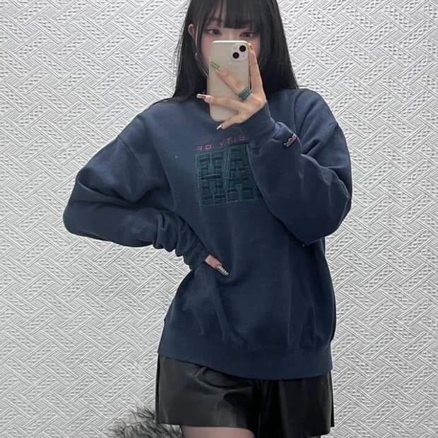 잔스포츠 올드스쿨 레트로 체크로고 약기모 맨투맨 M C09589