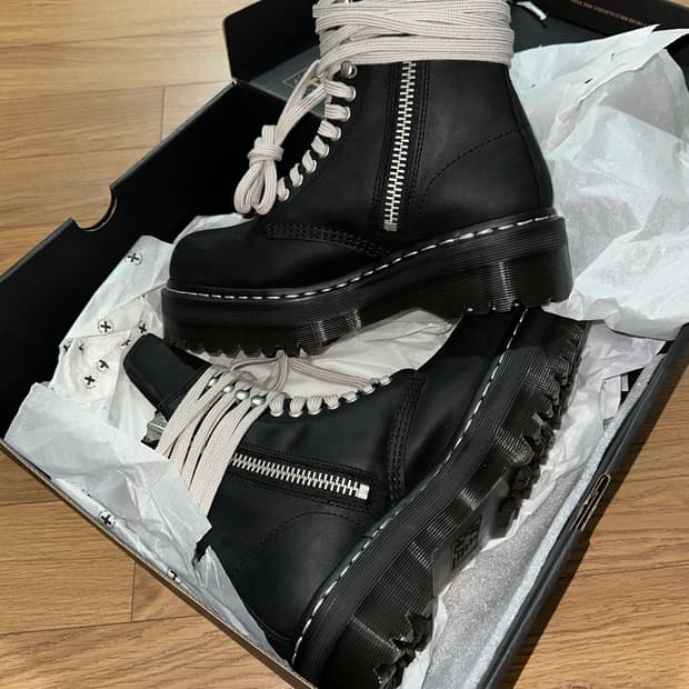 닥터마틴x릭 오웬스 쿼드 솔 스틸 토 부츠 250