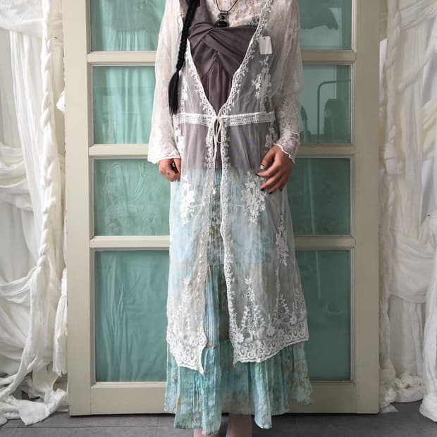 Ornament mood lace long cardigna