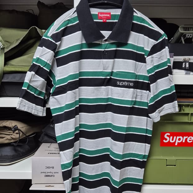 (19SS) Supreme Classic Logo Stripe Polo