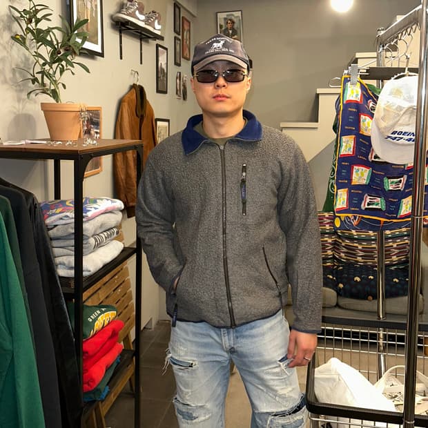 90’s LL Bean line USA grey Fleece wear