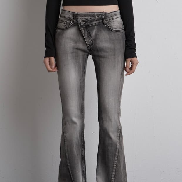 시너진 UNBALANCED BRUSH DENIM PANTS GRAY