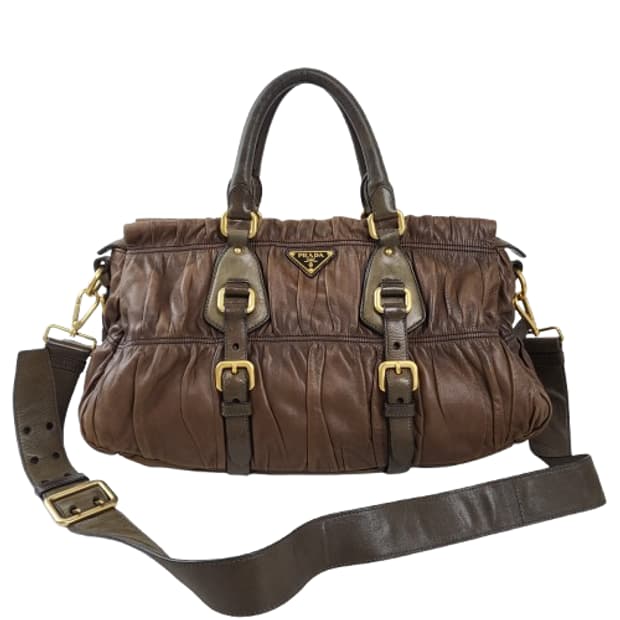 정품 프라다 고프레 램스킨 올리브카키 투웨이백