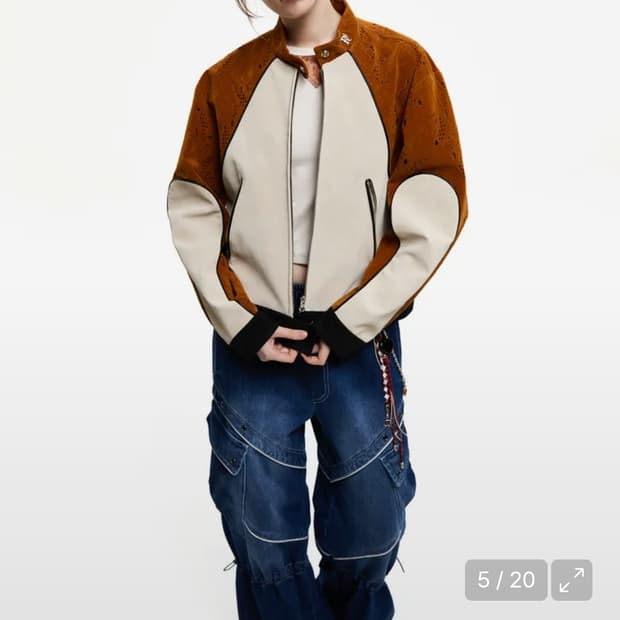 [아우터]알에스에스씨/PUNCHING & LEATHER BIKER JAC