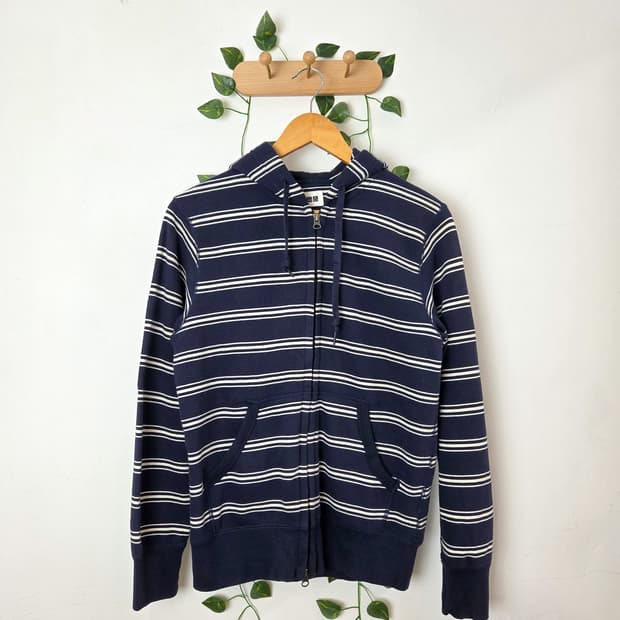스트라이프 패턴 후드집업