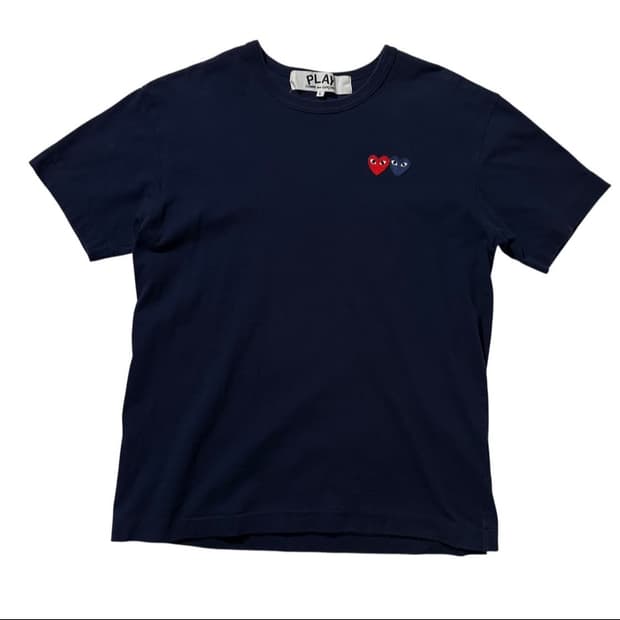 Comme des Garcons 꼼데가르송 플레이 더블 하트 와펜 반 팔