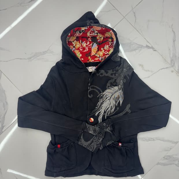 •Japanese vintage 고쿠 드래곤 프린팅 후드티