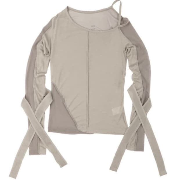 오호스 밴디지 메시 티셔츠 브라운