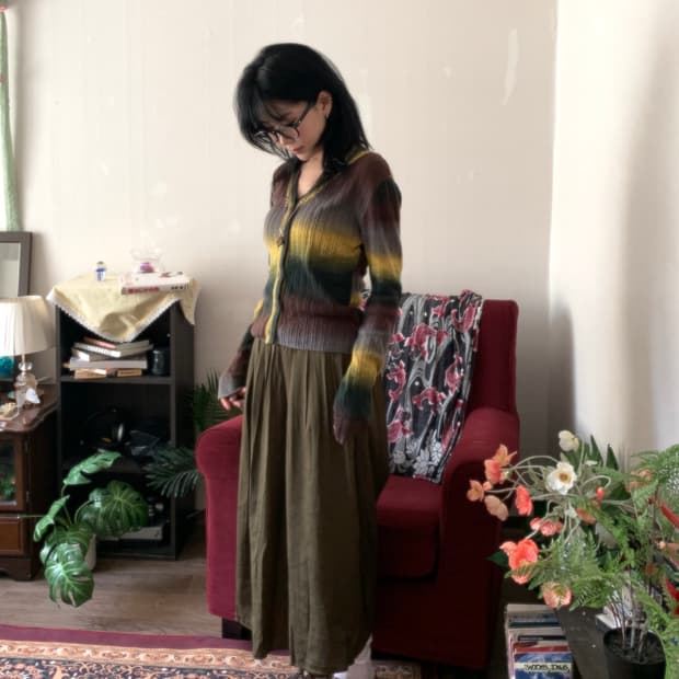 그라데이션 슬림 니트 가디건