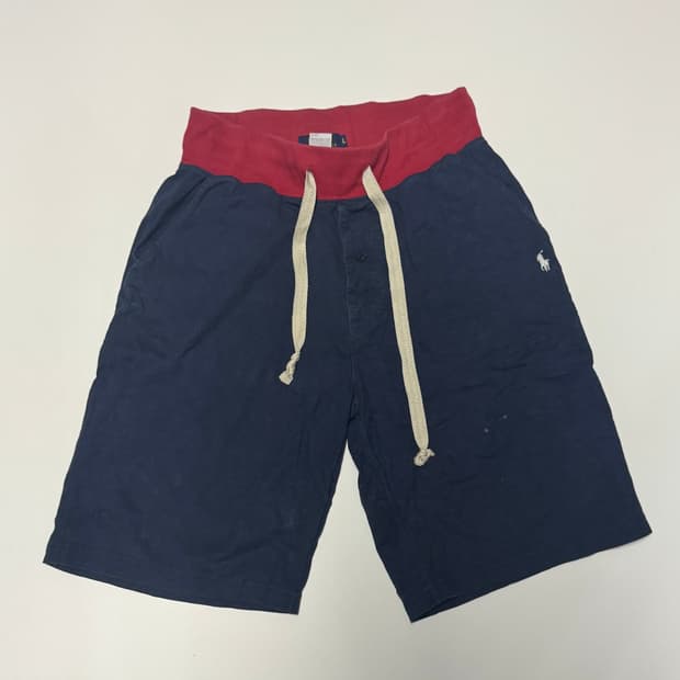 희귀!! 여성 일본 폴로 랄프로렌 밴딩 반바지 L 네이비