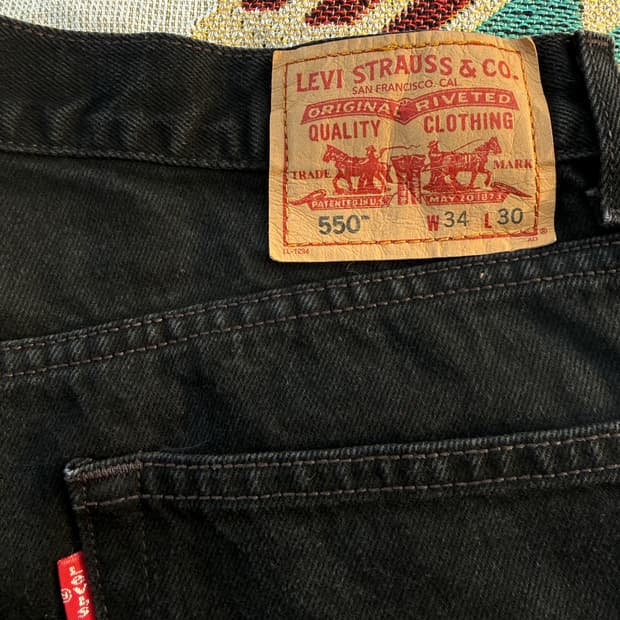 리바이스 550 흑청 34/30 지퍼플라이