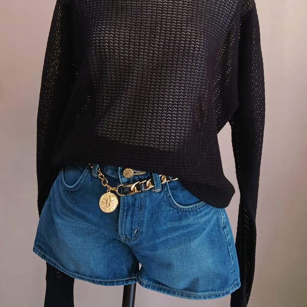 [Loose Fit] AllSaints ELLE 메쉬 오픈 숄더 니트 (