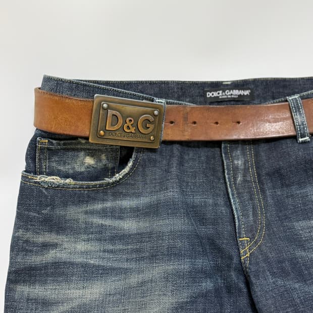 00s Dolce&Gabbana logo belt(brown)