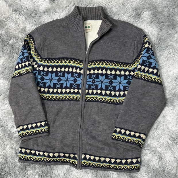 빈티지 유니크 니트집업 L