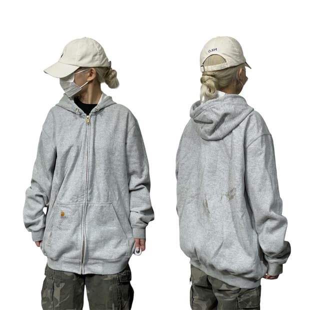 칼하트 그레이 후드집업 루즈핏 져지 M