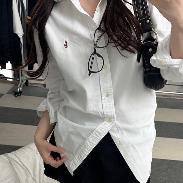 폴로 랄프로렌 화이트 멀티포니 옥스포드 셔츠 