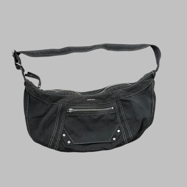 DIESEL canvas shoulder bag black 