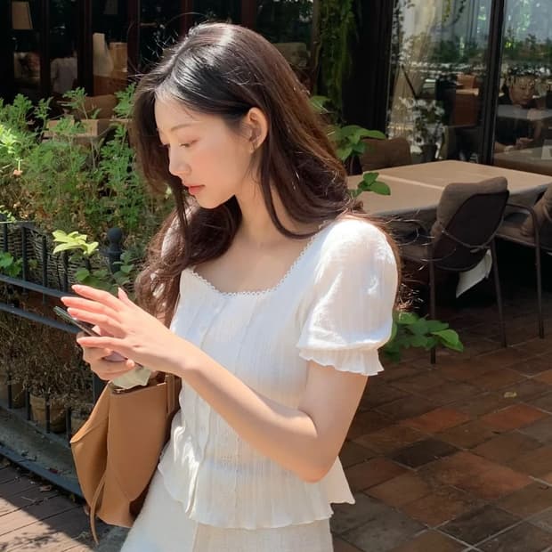제니오 펄 에스닉 블라우스 아이보리S
