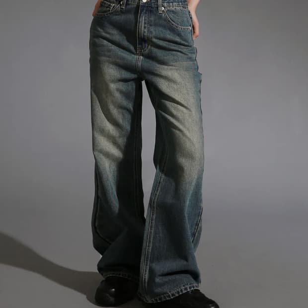 새상품 빈티지 워싱 세미부츠 데님