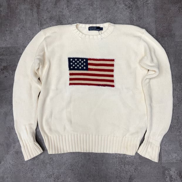 90s 폴로 랄프로렌 성조기 니트 아이보리