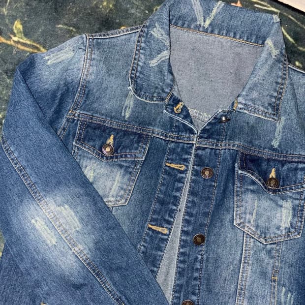 Vintage 빈티지 모리걸 갸루 데미지 데님 숏자켓
