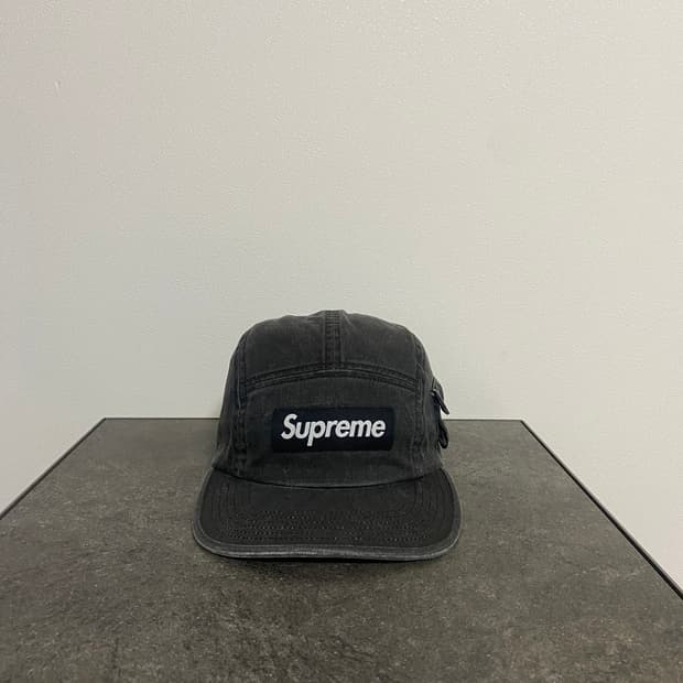 (OS) 슈프림 박스로고 캠프캡 모자 밀리터리 카고 워시드 블랙