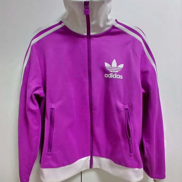 아디다스 퍼플 화이트 트랙탑 L